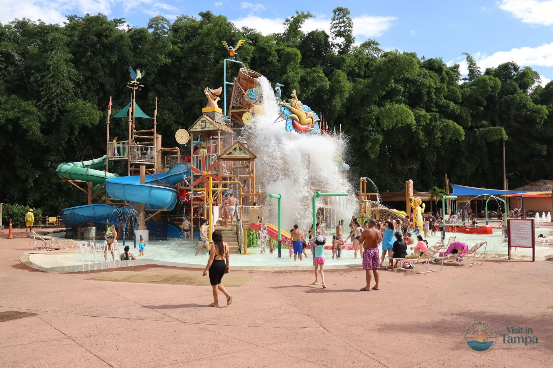 Billabong Splash Pad in Australia at ZooTampa with children playing under the water sprays