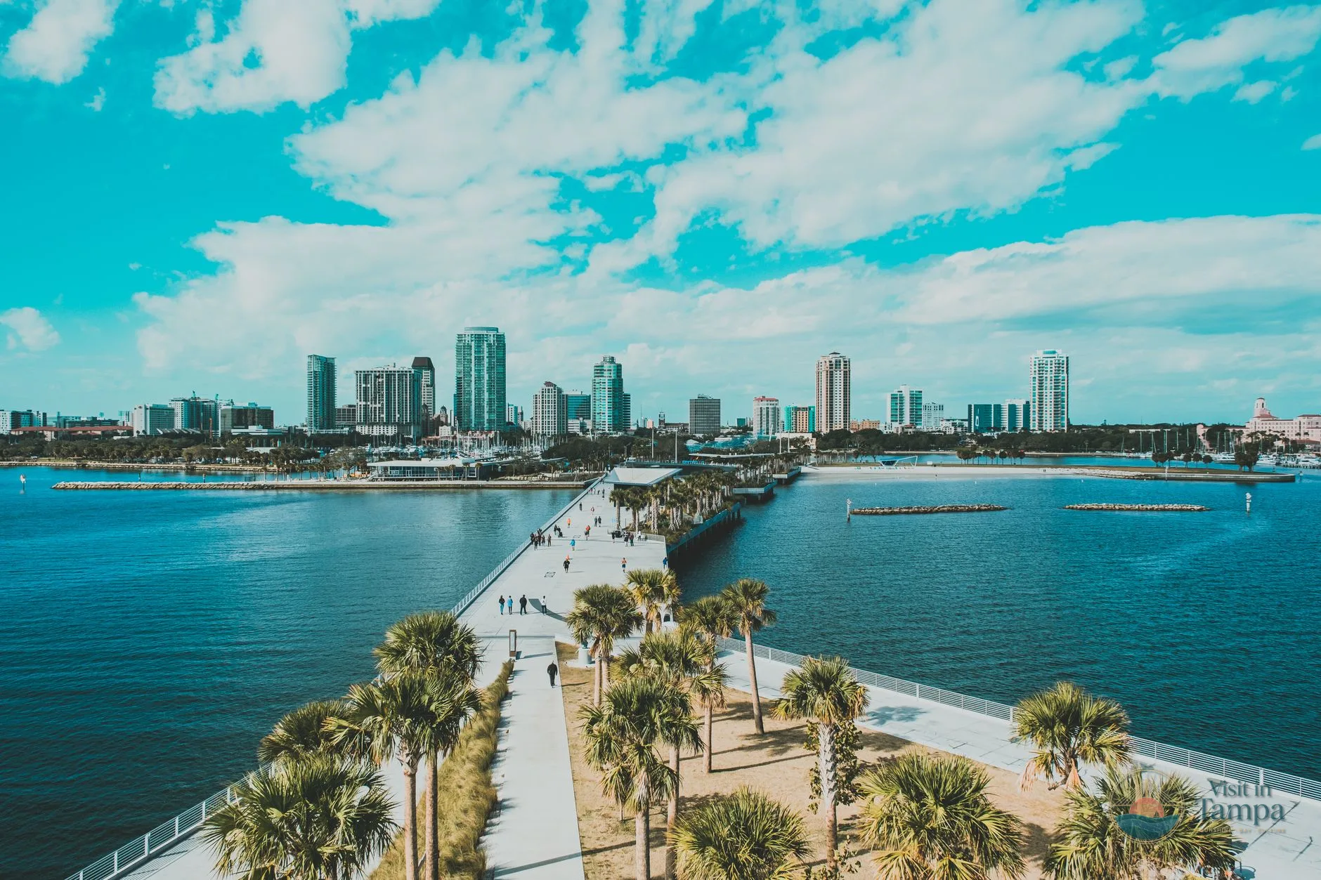 Tampa skyline seen from the Hillsborough River at midday