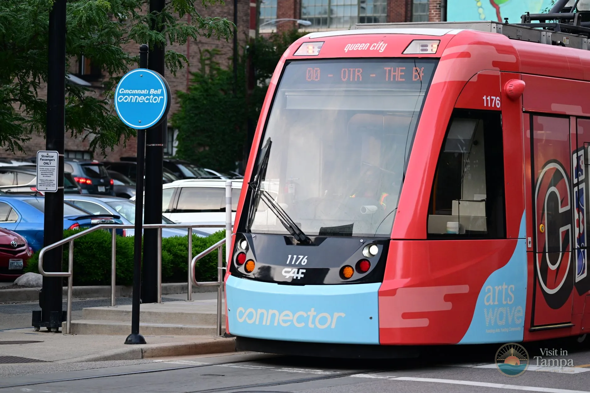 TECO Line streetcar stopped in downtown Tampa