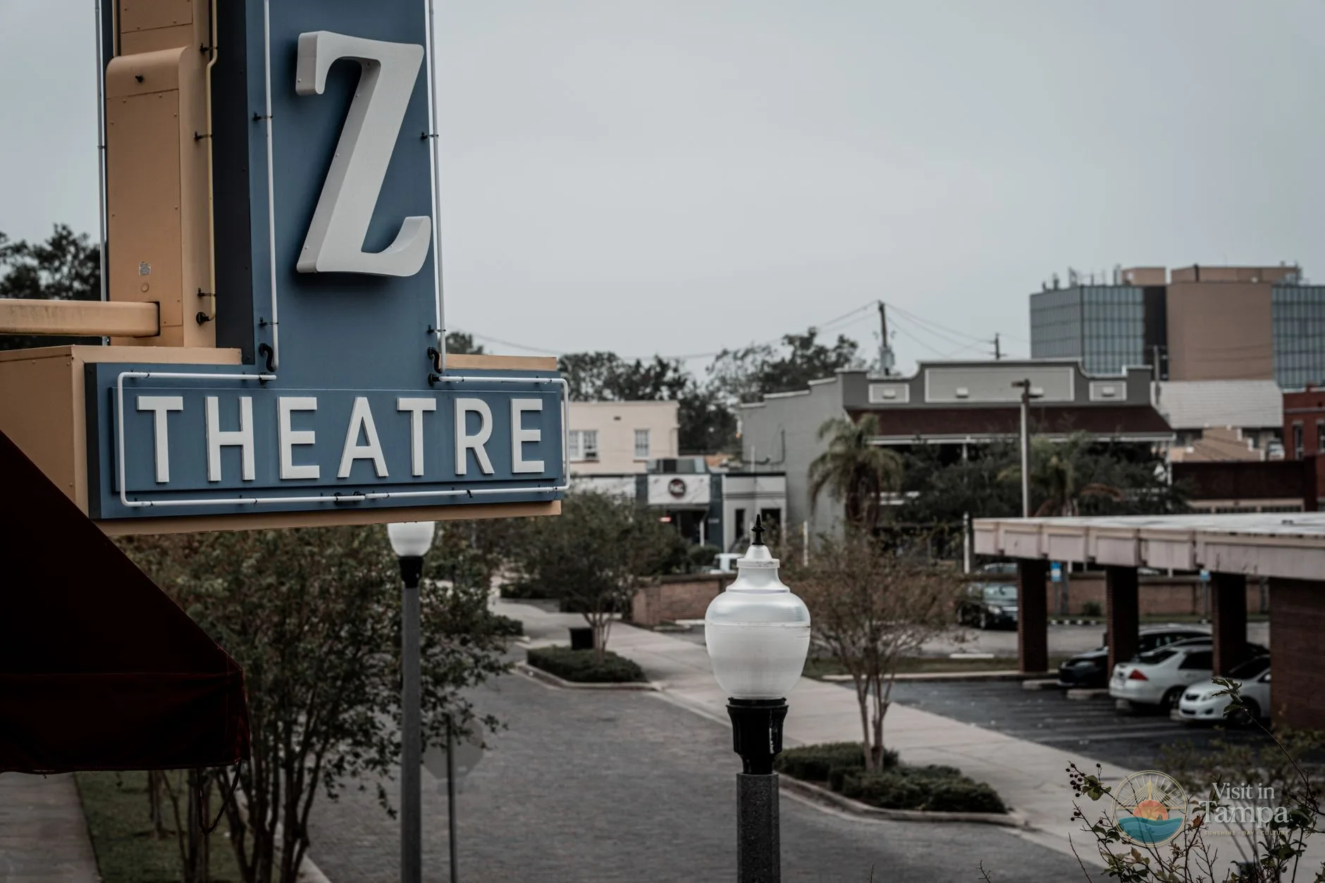 Straz Center main entrance and signage on the Tampa riverfront