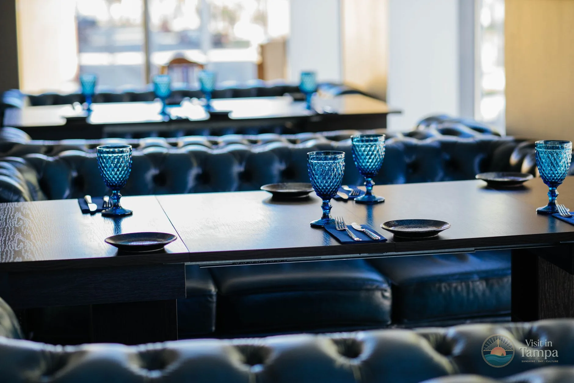 Blue Harbour restaurant interior at the Westin Tampa Waterside during dinner service