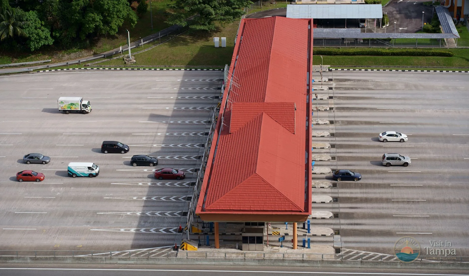 Veteran's Expressway toll plaza on the drive north toward Lutz, Florida