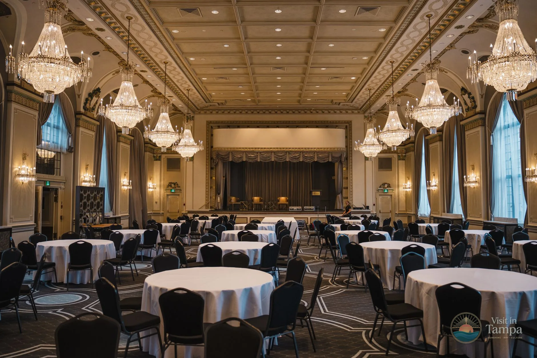 Grand Ballroom setup at the Westshore Marriott Hotel Tampa with theater-style seating